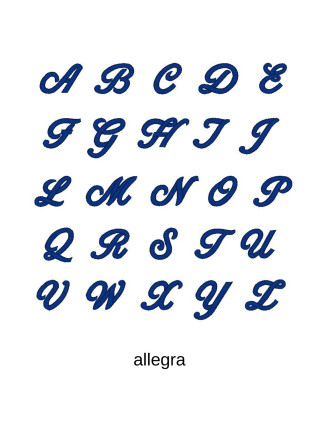 Výšivka monogram jedno písmeno Allegra script