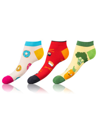 Zábavné nízké crazy ponožky unisex v setu 3 páry CRAZY IN-SHOE SOCKS 3x - BELLINDA - bílá