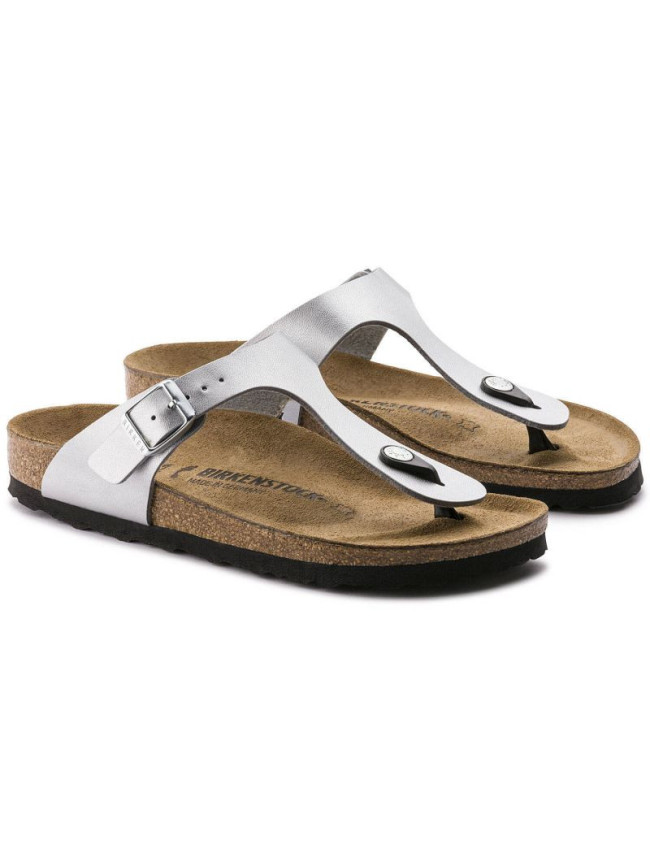 Dámské žabky Birkenstock Gizeh Birko-Flor silver regular wide (0043851) dámské