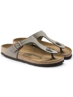 Pánské šedé žabky Birkenstock Gizeh Birko-Flor Nubuck Stone regular wide (43391) dámské