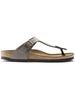 Pánské šedé žabky Birkenstock Gizeh Birko-Flor Nubuck Stone regular wide (43391) dámské