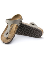 Pánské šedé žabky Birkenstock Gizeh Birko-Flor Nubuck Stone regular wide (43391) dámské