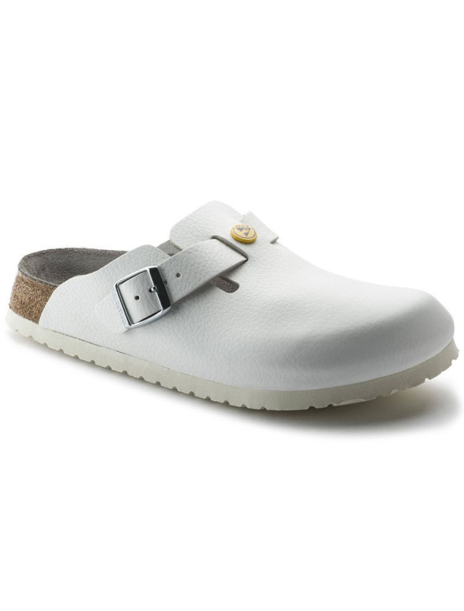 Pánské dřeváky Birkenstock Boston ESD White z přírodní kůže pro zdravotníky regular wide (0061370)