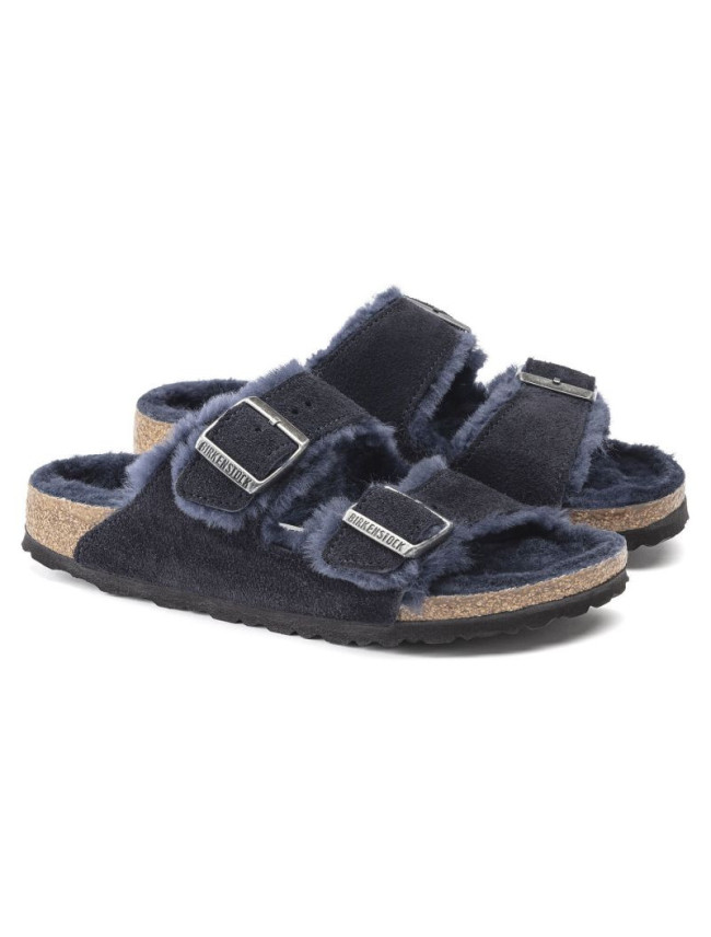 Birkenstock Arizona VL Shearling Midnight zateplené žabky semišová kůže úzké (1020583)