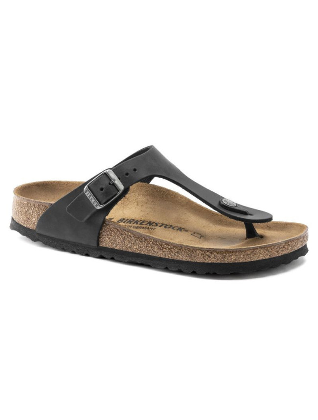 Dámské/pánské žabky Birkenstock Gizeh NU Oiled Black Regular z olejované kůže pro širokou nohu (0845251)