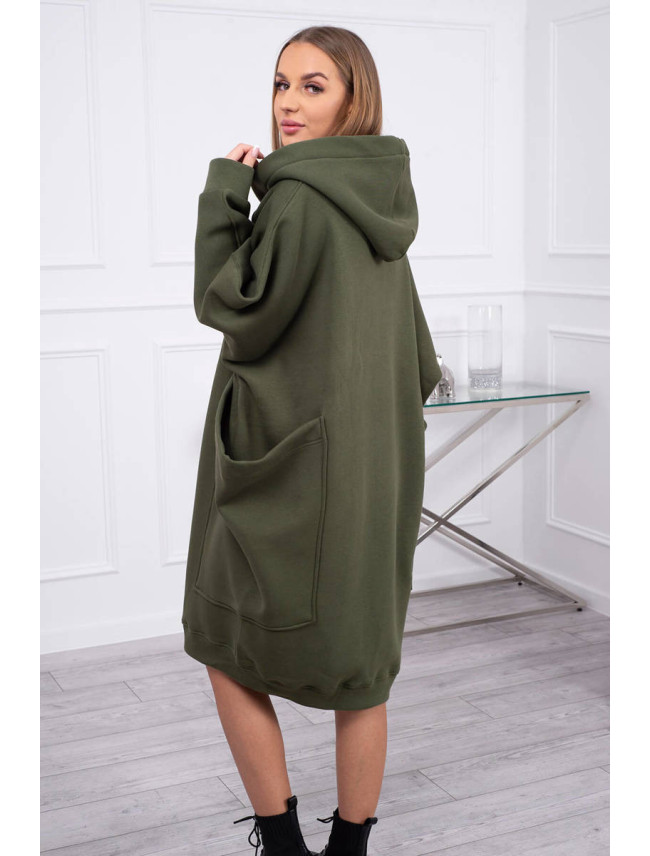 Zateplená oversize mikina v khaki barvě