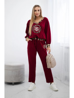 Sada se zvířecím motivem Sweatshirt + Hose Burgundsko