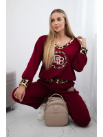 Sada se zvířecím motivem Sweatshirt + Hose Burgundsko