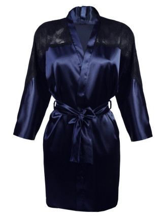 DKaren Housecoat Marion Navy Blue