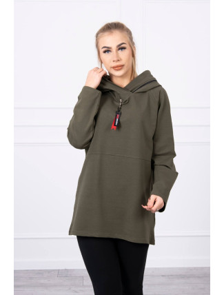 Tunika se zipem na kapuci Oversize khaki