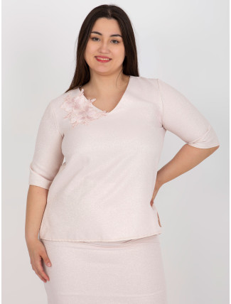 Světle růžová dámská halenka plus size ze sady