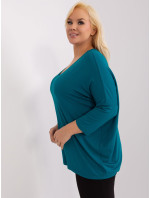 Námořnická modrá dámská halenka plus size s výstřihem