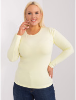 Světle žlutá halenka plus size s dlouhým rukávem