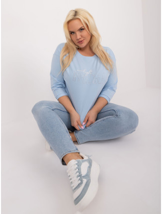 Světle modrá halenka plus size s rozparky