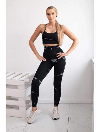 Dámský fitness set top + push up legíny - černá