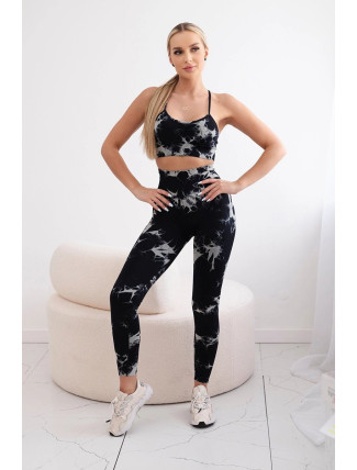 Dámské fitness set top + push up legíny - černá