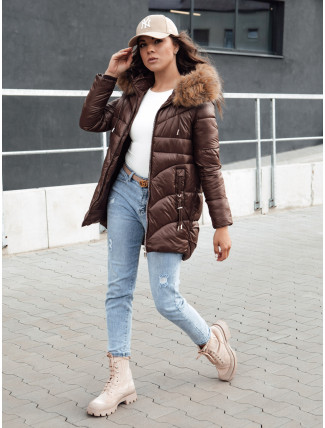 Dámská zimní bunda s kapucí WINTERCHIC kávová Dstreet TY4458