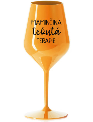 MAMINČINA TEKUTÁ TERAPIE - oranžová nerozbitná sklenice na víno 470 ml