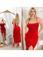 Sexy Koucla draped Velvet Look Glitter Dress