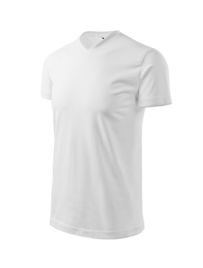 Heavy V-neck tričko unisex bílá