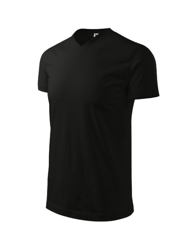 Heavy V-neck tričko unisex černá