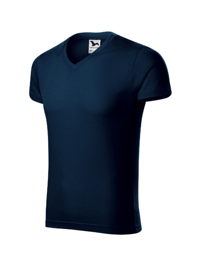 Slim Fit V-neck tričko pánské námořní modrá