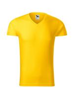 Slim Fit V-neck tričko pánské žlutá