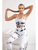 Dámský fitness set top + push up legíny -  bílá