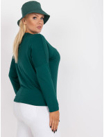 Tmavě zelená obyčejná halenka plus size basic s výstřihem do V Elisa