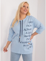 Světle modrá halenka plus size s 3/4 rukávy