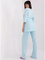 Světle modrý ležérní set s oversize halenkou