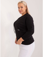 Černá plus size zkrácená halenka s 3/4 rukávy