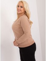 Tmavě béžová dámská halenka plus size s aplikací