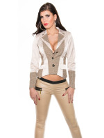 Trendy KouCla Business-Blazer w. caro-aplikace