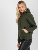 Khaki basic mikina RUE PARIS klokan pro ženy