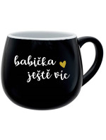 BABIČKA JEŠTĚ VÍC - černý keramický hrníček 300 ml