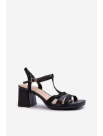 Sandály na podpatku C-146 černé - Step in style