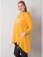 Tmavě žlutá dámská mikina plus size s kapsou