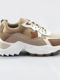 Sneakersy v khaki barvě z různých spojených materiálů (1109)