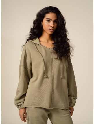 Dámská oversize mikina OTHSS23TSWSF287-48S khaki - Outhorn