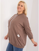 Hnědá halenka plus size s kapsami