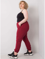 Vínové tepláky s kapsami Ainhoa plus size