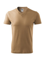 V-neck tričko unisex písková