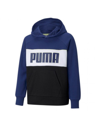 Dětská mikina Alpha Hoodie Jr 585892 12 černá/tm.modrá - Puma