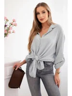 Bavlněná mušelínová košile Plus Size šedý