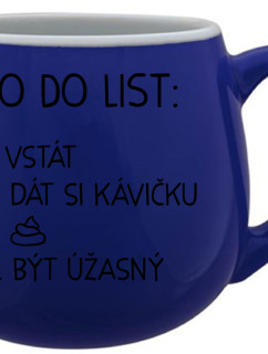 TO DO LIST:  BÝT ÚŽASNÝ - modrý keramický hrníček 300 ml