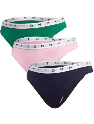 Tommy Hilfiger 3Pack tanga kalhotky UW0UW025210V3 Green/Pink/Black