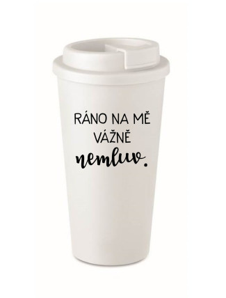 RÁNO NA MĚ VÁŽNĚ NEMLUV. - bílý termohrnek 475 ml