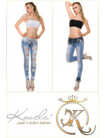 Sexy KouCla Skinny Jeans zničený vzhled + krajka