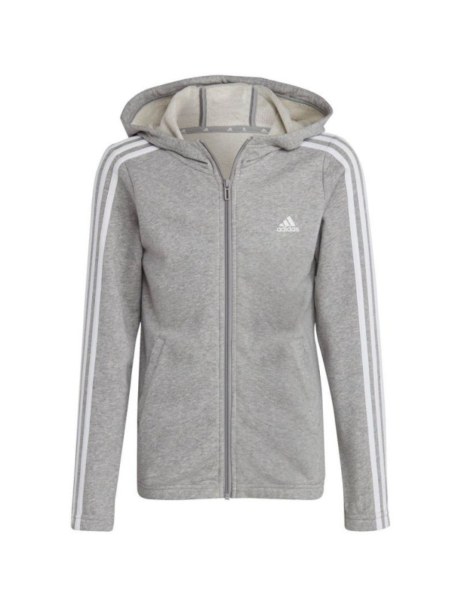 Mikina adidas Essentials 3-Stripes s kapucí a zipem Jr IC3635